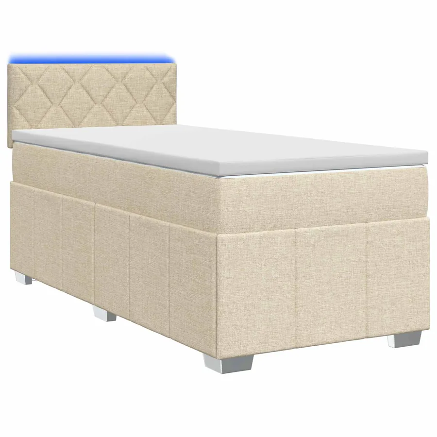 Lit boxspring avec matelas Crème 90 x 200 cm Tissu