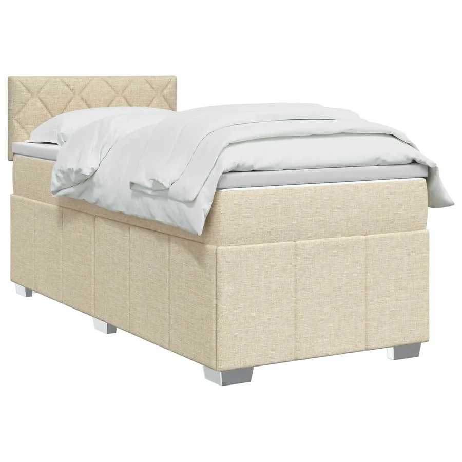 Lit boxspring avec matelas Crème 90 x 200 cm Tissu - 2