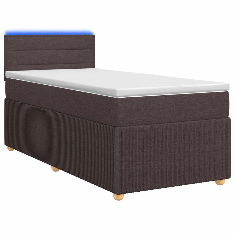 Lit boxspring avec matelas Marron foncé 90 x 200 cm Tissu
