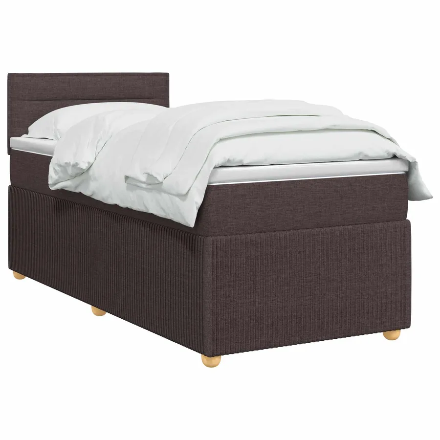 Lit boxspring avec matelas Marron foncé 90 x 200 cm Tissu - 2