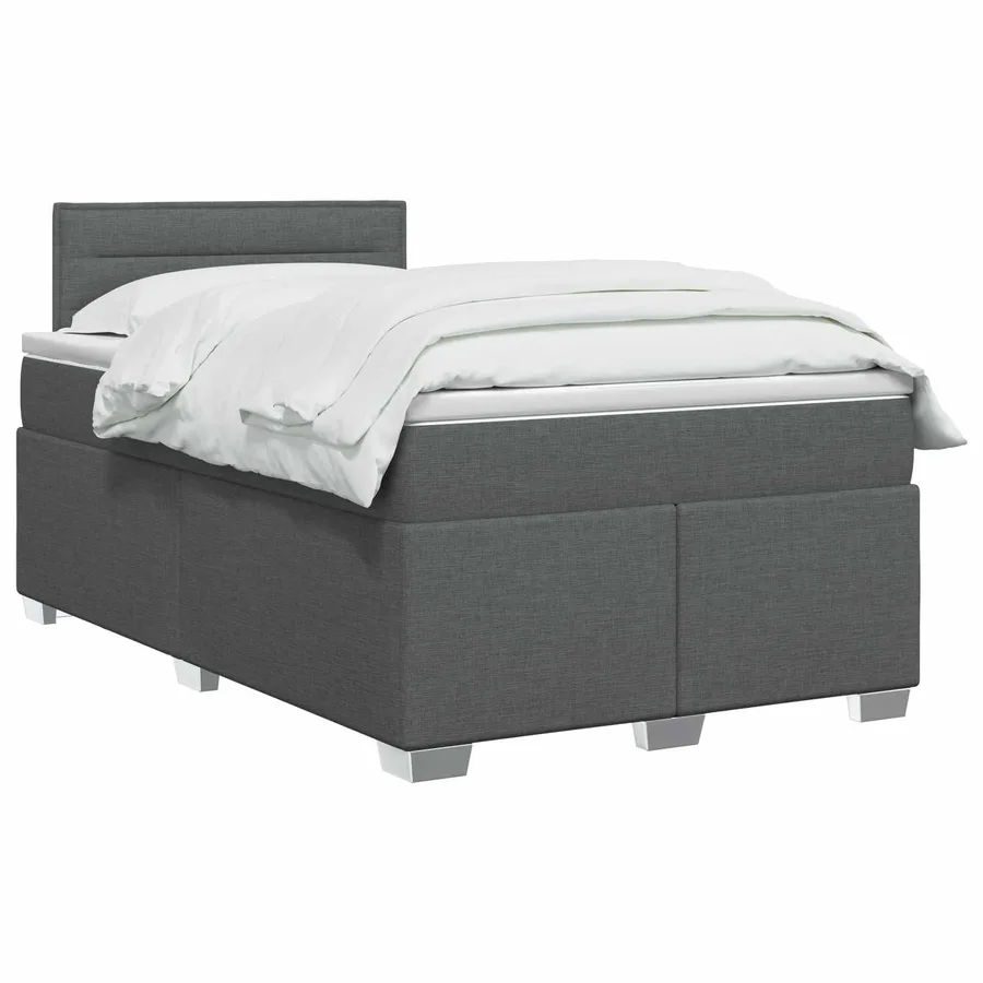 Lit boxspring avec matelas Gris foncé 120 x 190 cm Tissu - 2