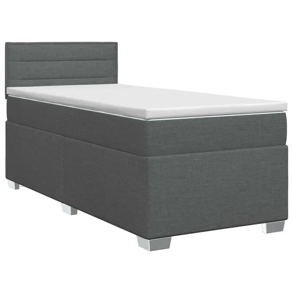 Lit boxspring avec matelas Gris foncé 100 x 200 cm Tissu