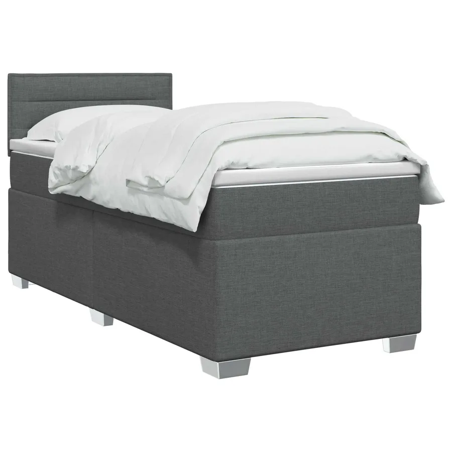 Lit boxspring avec matelas Gris foncé 100 x 200 cm Tissu - 2