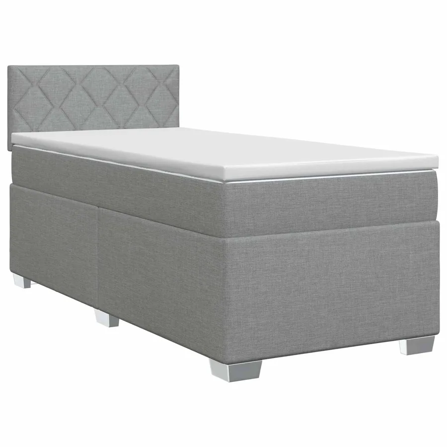 Lit boxspring avec matelas Gris clair 90 x 190 cm Tissu