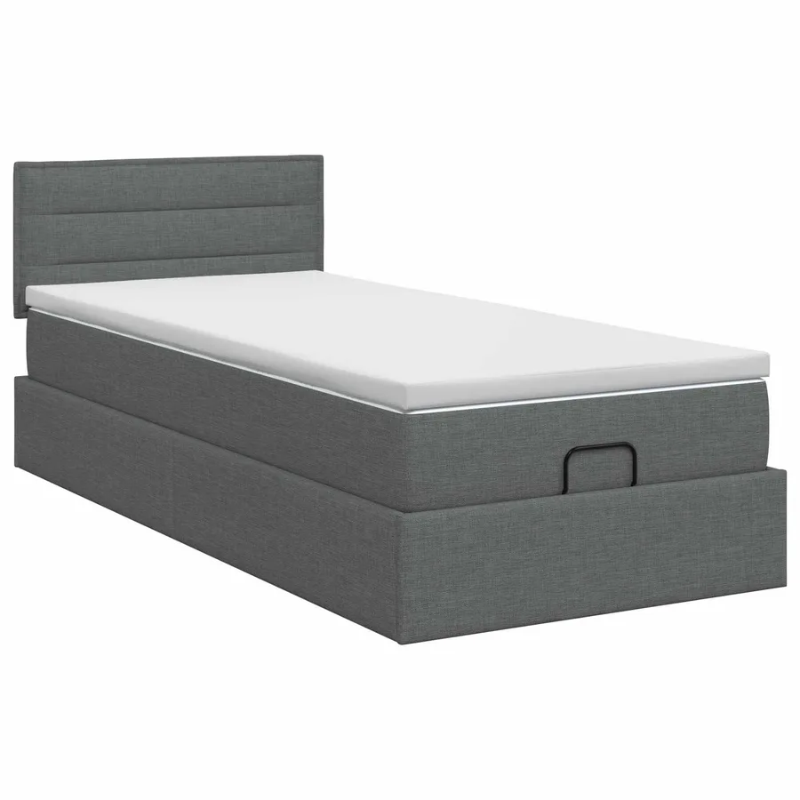 Lit ottoman avec matelas Gris foncé 90 x 190 cm Tissu - 7
