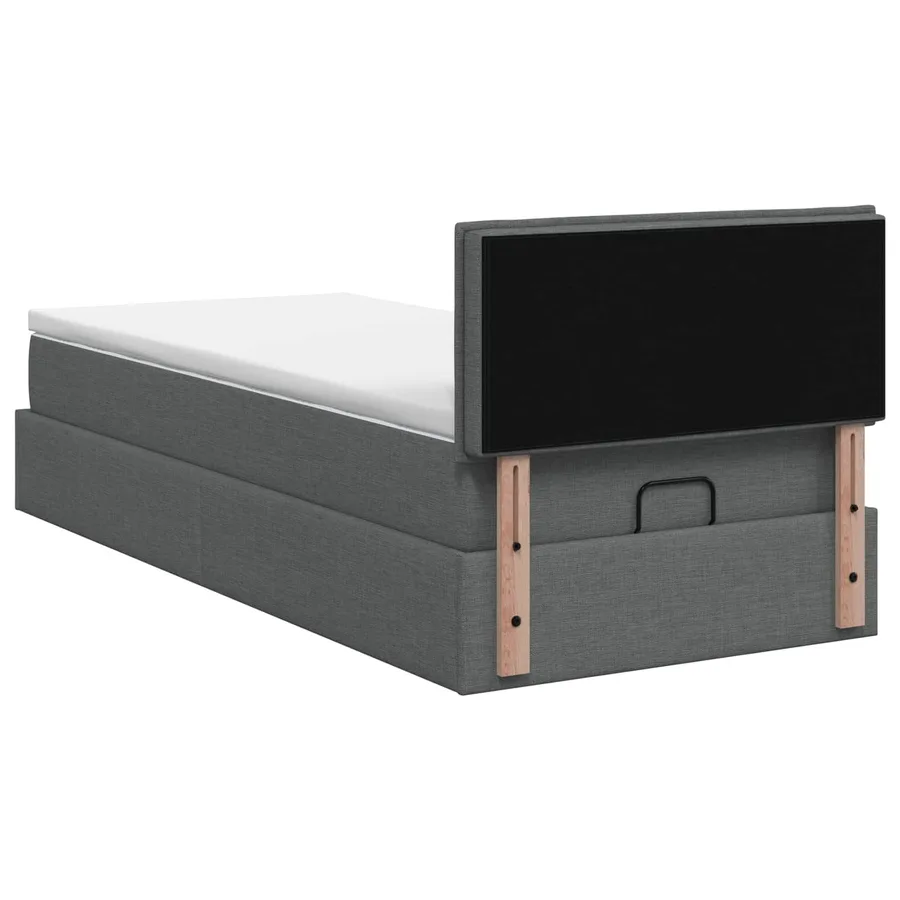 Lit ottoman avec matelas Gris foncé 90 x 190 cm Tissu - 8