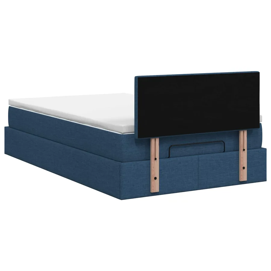 Lit ottoman avec matelas Bleu 120 x 190 cm Tissu - 8