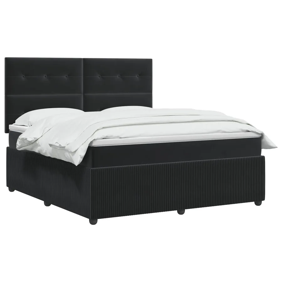 Lit boxspring LED avec matelas Noir 180 x 200 cm Velours - 2