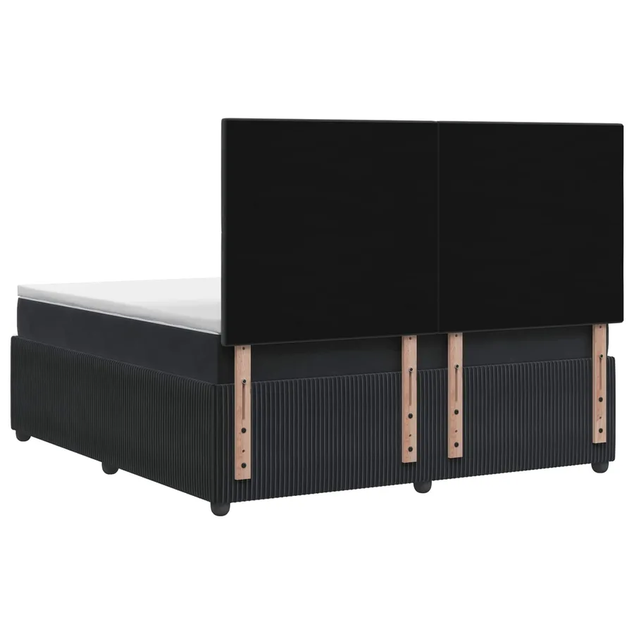 Lit boxspring LED avec matelas Noir 180 x 200 cm Velours - 7
