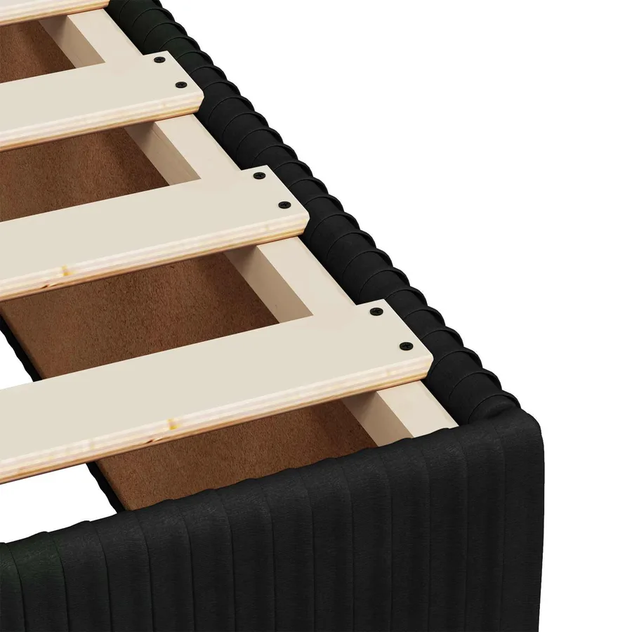 Lit boxspring LED avec matelas Noir 180 x 200 cm Velours - 9
