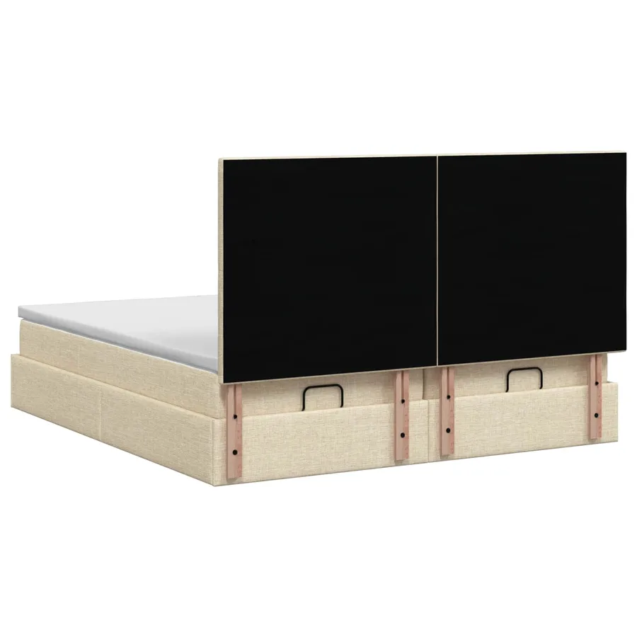 Lit ottoman avec matelas avec tête de lit 2 pc Crème Tissu - 8