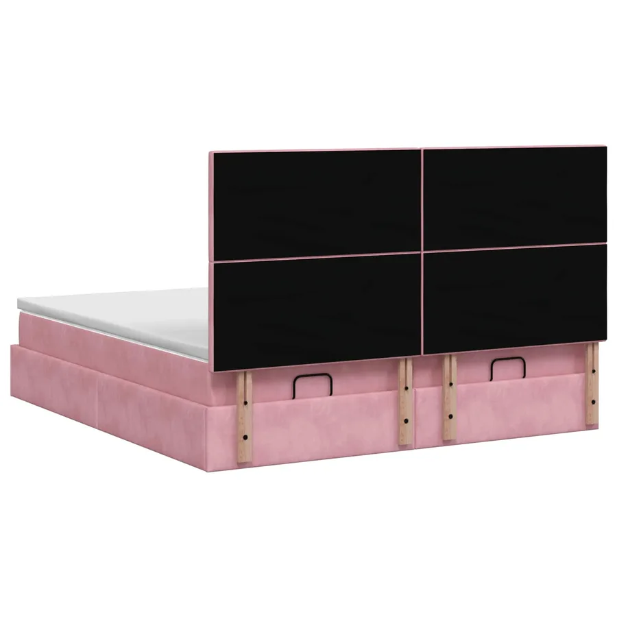 Lit ottoman avec matelas avec tête de lit 2 pc Rose Velours - 9