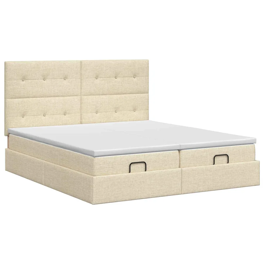 Lit ottoman avec matelas avec tête de lit 2 pc Crème Tissu - 7