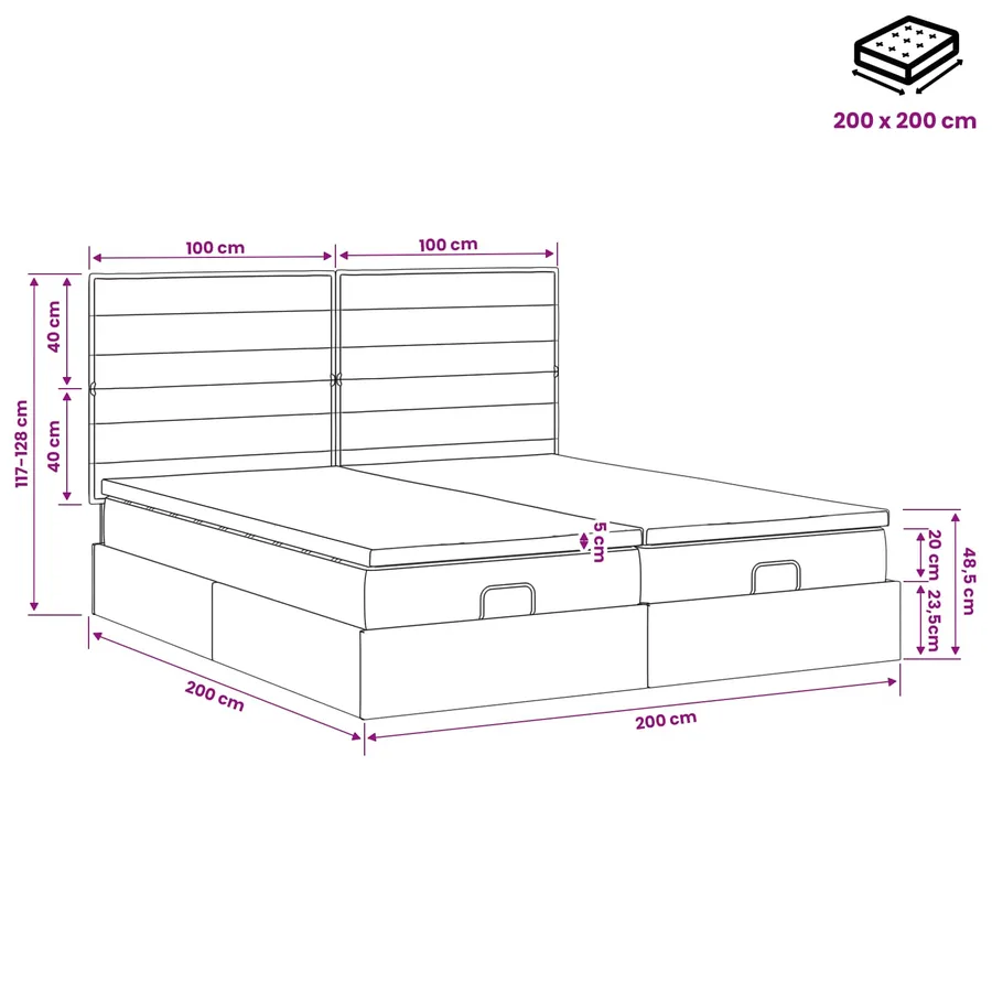 Lit ottoman avec matelas 2 pcs Gris clair Tissu - 11