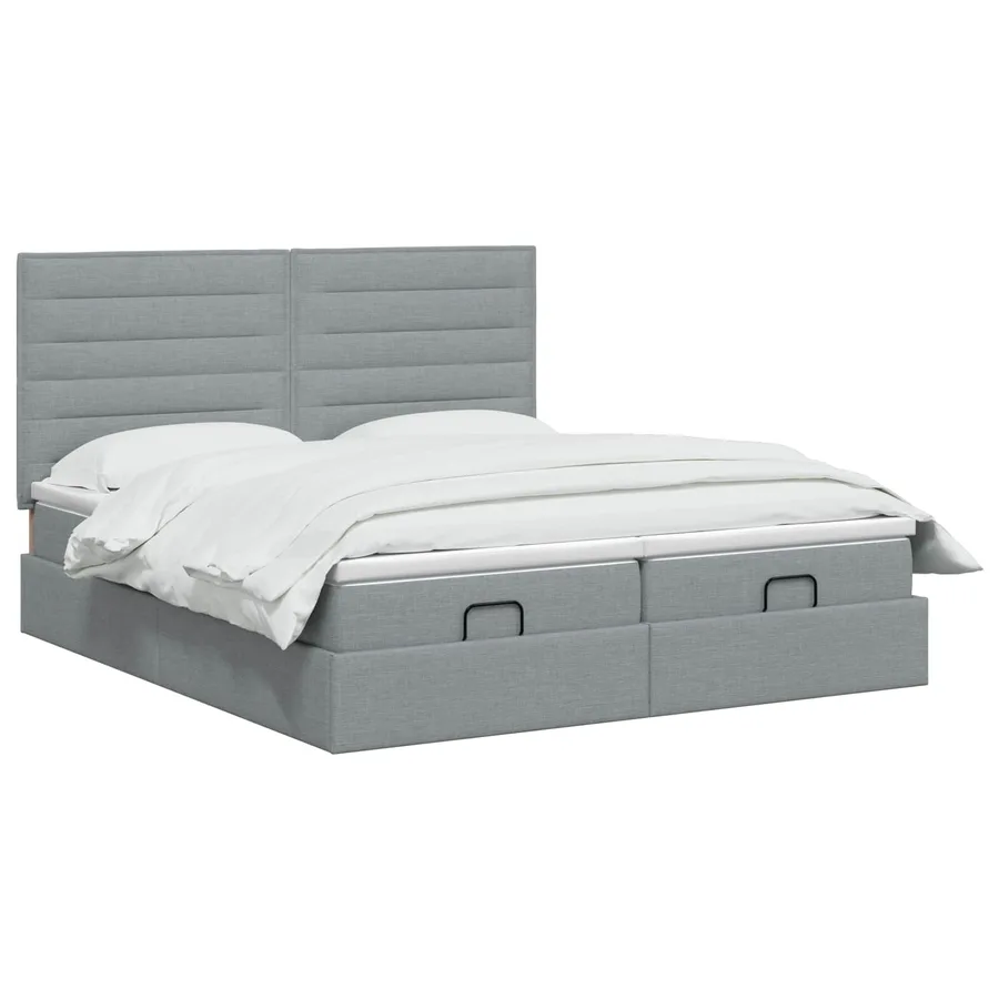 Lit ottoman avec matelas 2 pcs Gris clair Tissu - 2