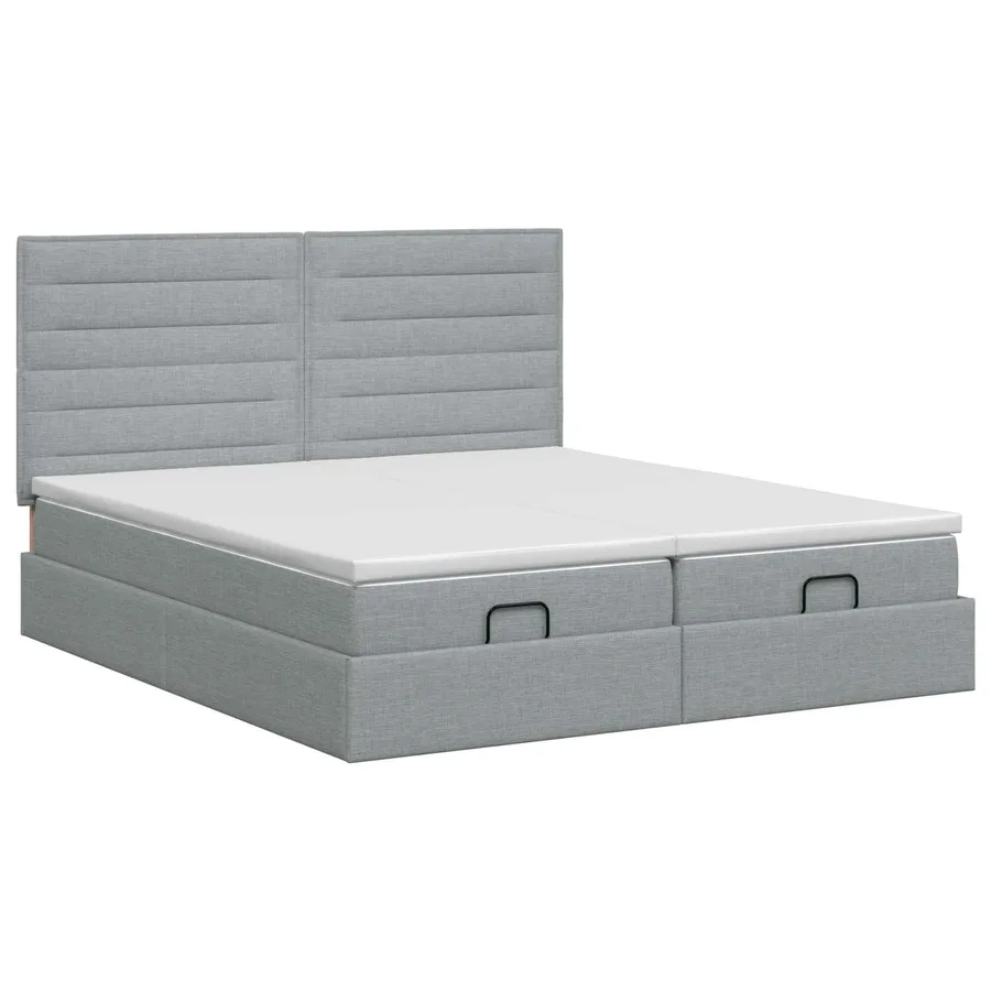 Lit ottoman avec matelas 2 pcs Gris clair Tissu - 4