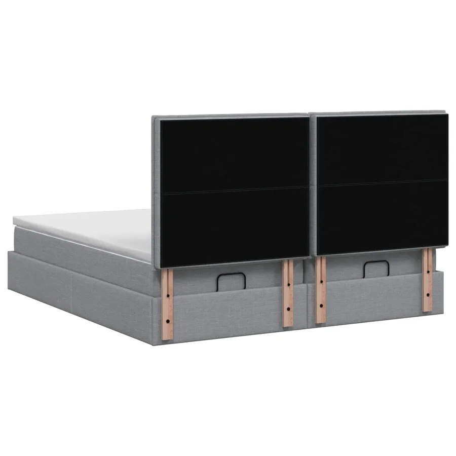 Lit ottoman avec matelas 2 pcs Gris clair Tissu - 8