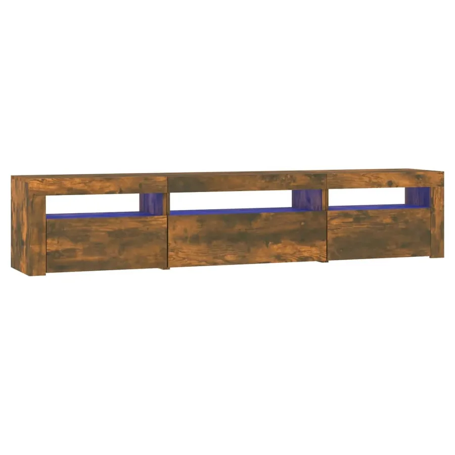 Meuble TV avec lumières LED Chêne fumé 195x35x40 cm - 2