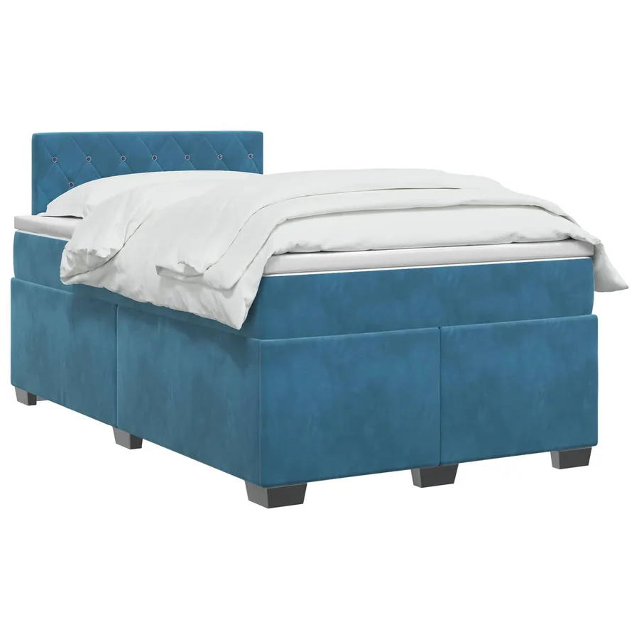 Lit boxspring avec matelas Bleu foncé 120 x 200 cm Velours - 2