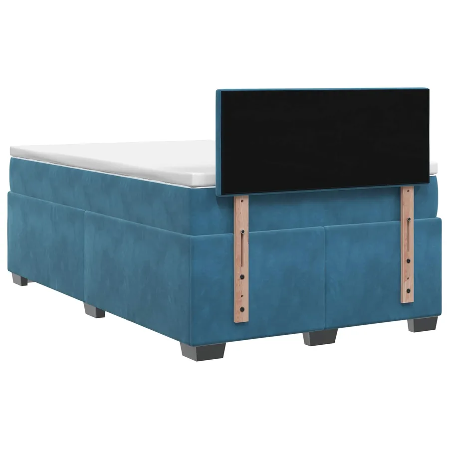 Lit boxspring avec matelas Bleu foncé 120 x 200 cm Velours - 7