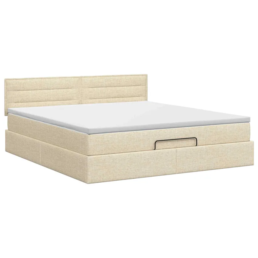 Lit ottoman avec matelas Crème 140 x 200 cm Tissu - 7