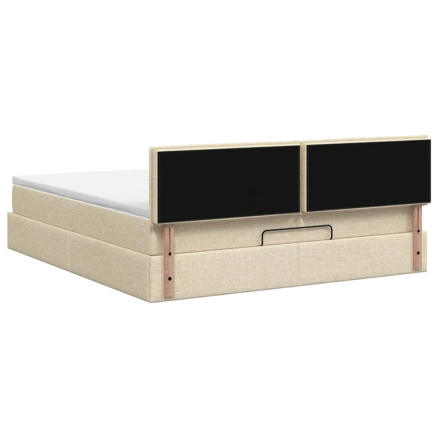 Lit ottoman avec matelas Crème 140 x 200 cm Tissu - 8