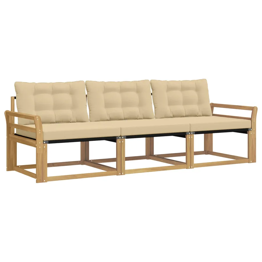 Ensemble de canapés d'extérieur 3 pcs Blanc et Beige - 2