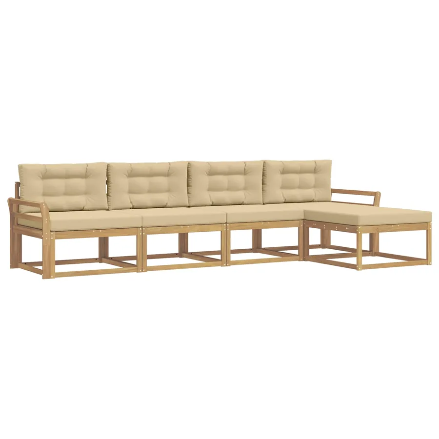 Ensemble de canapés d'extérieur 4 pcs Blanc et Beige Polyester - 2