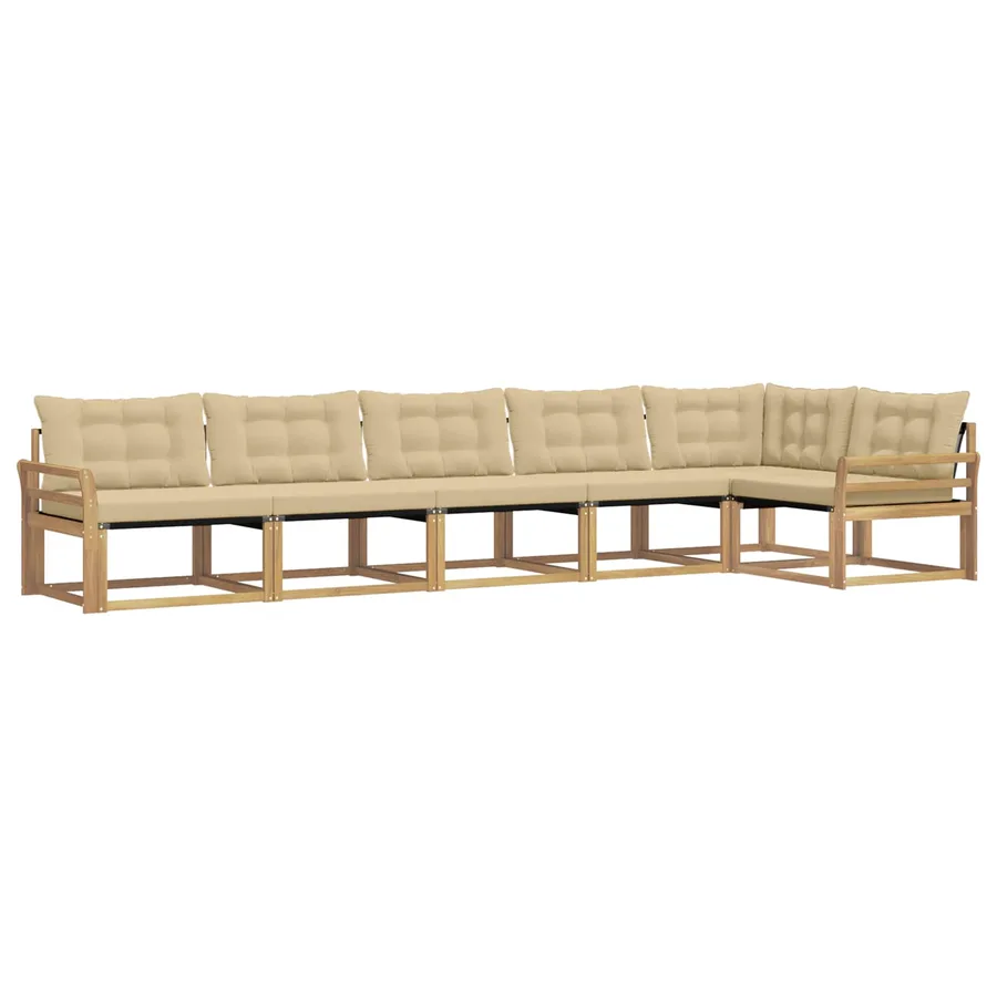 Ensemble de canapés d'extérieur 6 pcs Blanc et Beige - 2