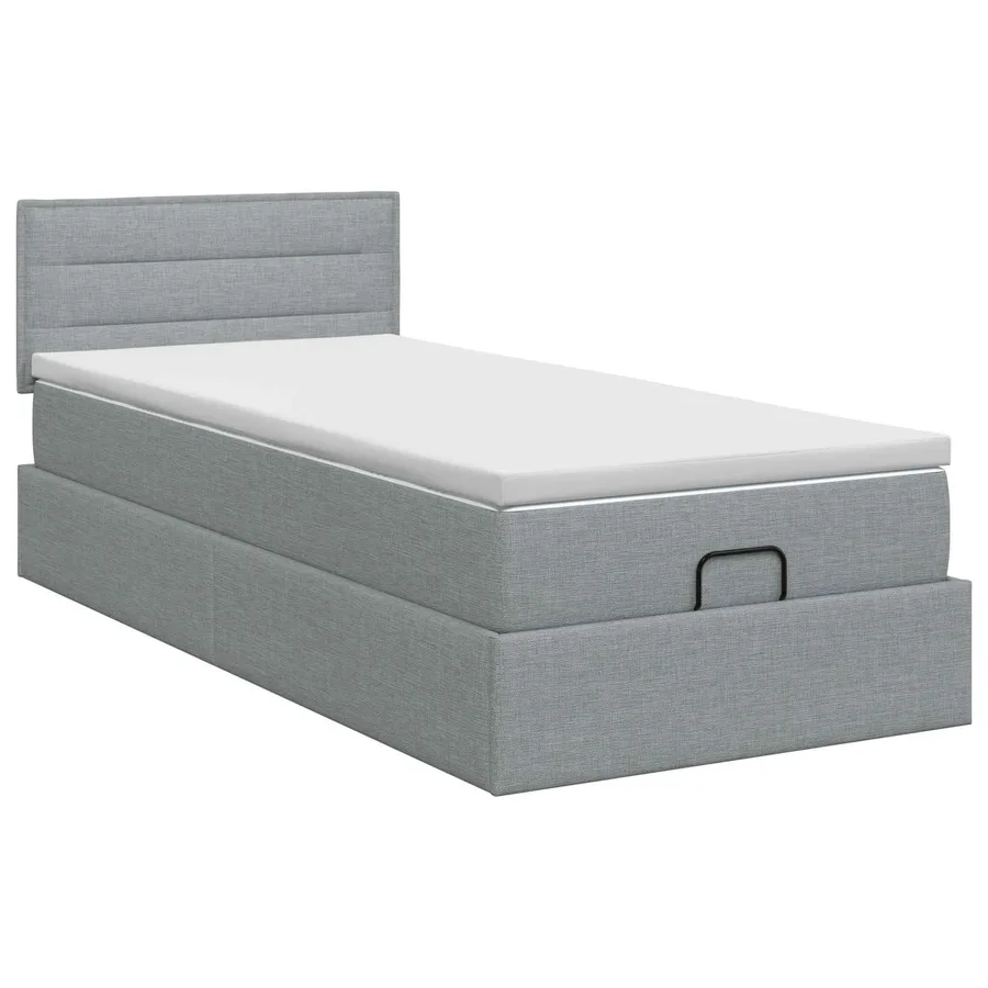 Lit ottoman avec matelas Gris clair 90 x 200 cm Tissu - 7