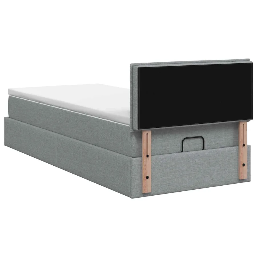 Lit ottoman avec matelas Gris clair 90 x 200 cm Tissu - 8