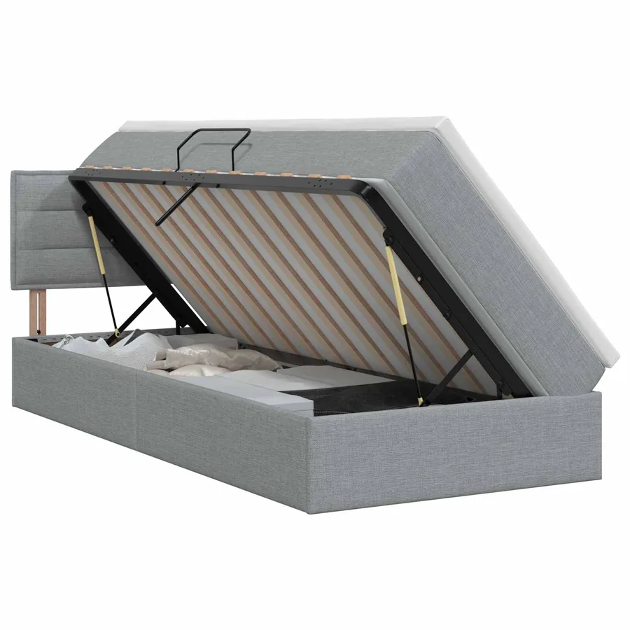 Lit avec rangement et matelas Gris clair 90 x 200 cm