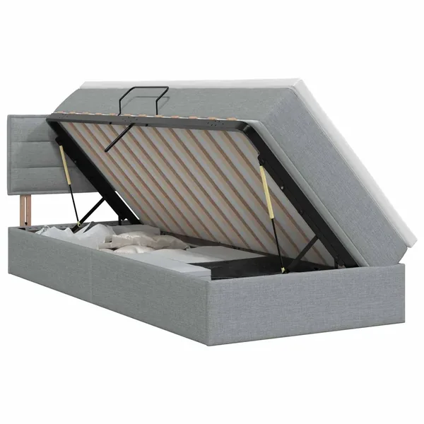 Lit avec rangement et matelas Gris clair 90 x 200 cm