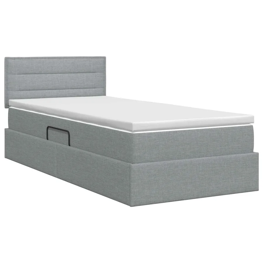 Lit avec rangement et matelas Gris clair 90 x 200 cm - 7