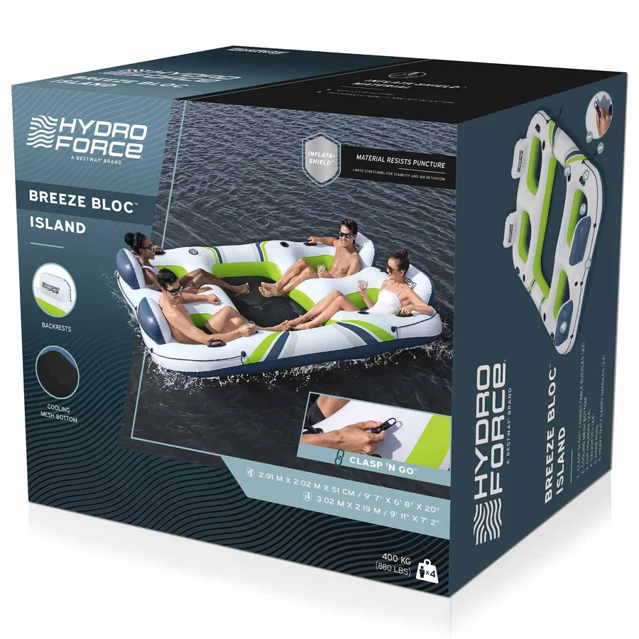 Bestway Île flottante Hydro-Force Blanc, Bleu et Vert 302 x 219 cm PVC - 3