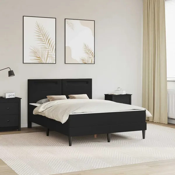 Cadre de lit avec bandes LED Noir 160 x 200 cm Simili cuir