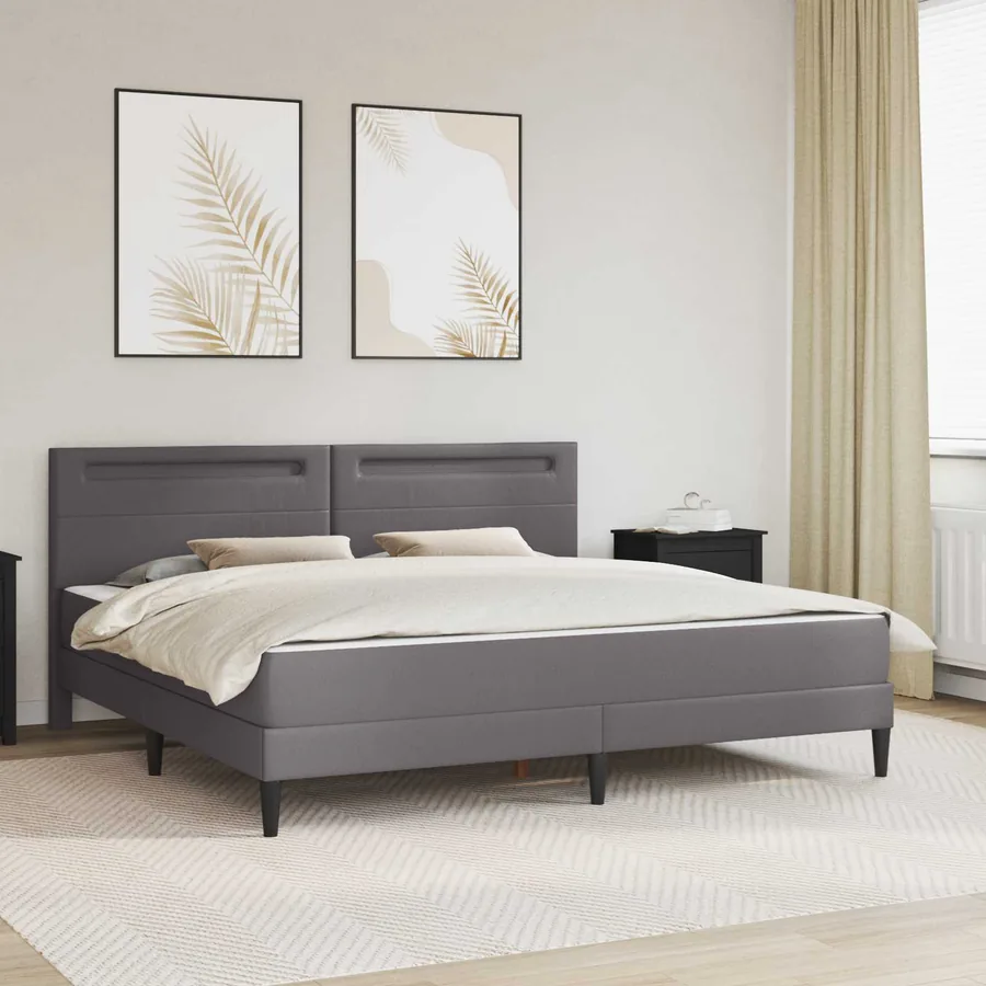 Cadre de lit avec bandes LED Gris 180 x 200 cm Simili cuir