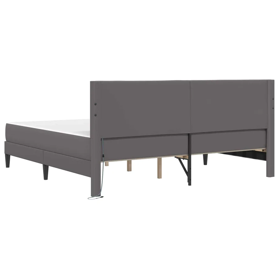 Cadre de lit avec bandes LED Gris 180 x 200 cm Simili cuir - 10