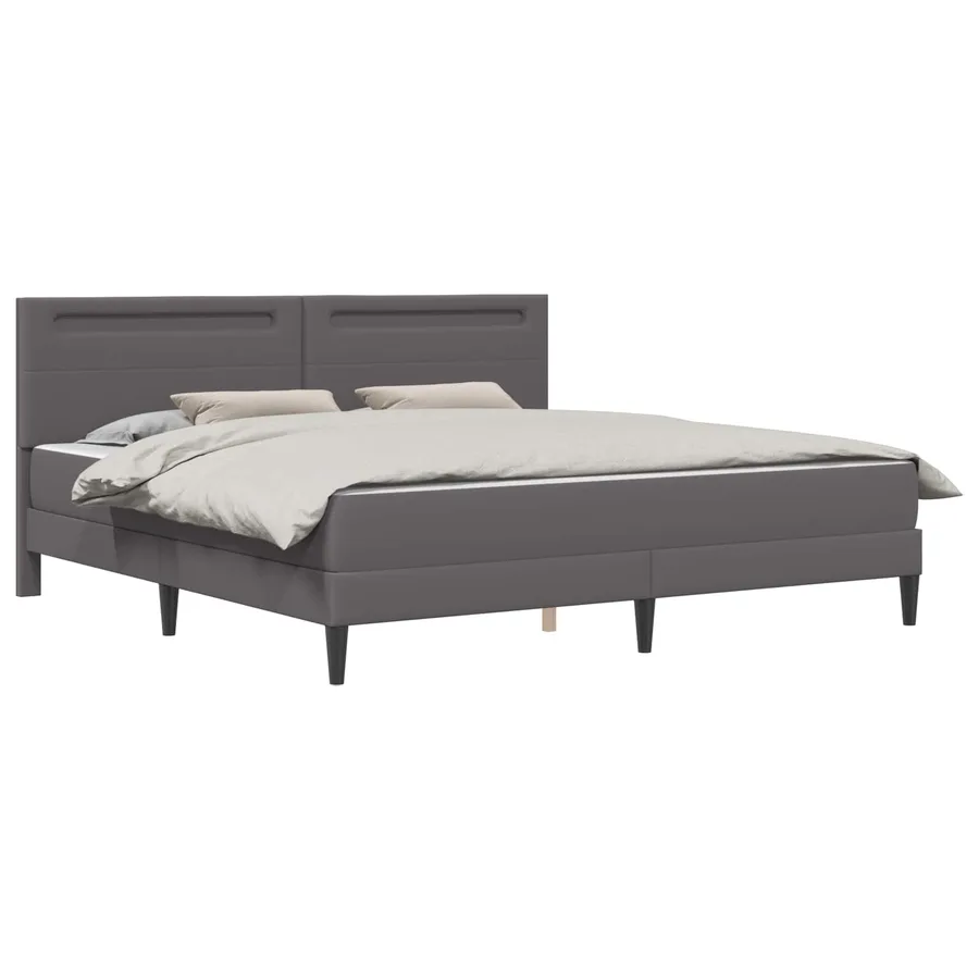Cadre de lit avec bandes LED Gris 180 x 200 cm Simili cuir - 3