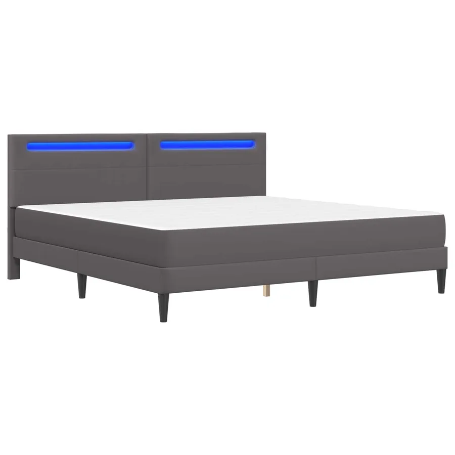 Cadre de lit avec bandes LED Gris 180 x 200 cm Simili cuir - 5
