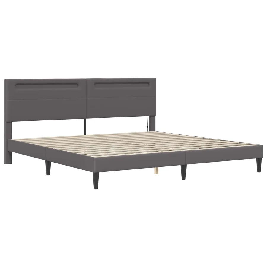 Cadre de lit avec bandes LED Gris 180 x 200 cm Simili cuir - 6