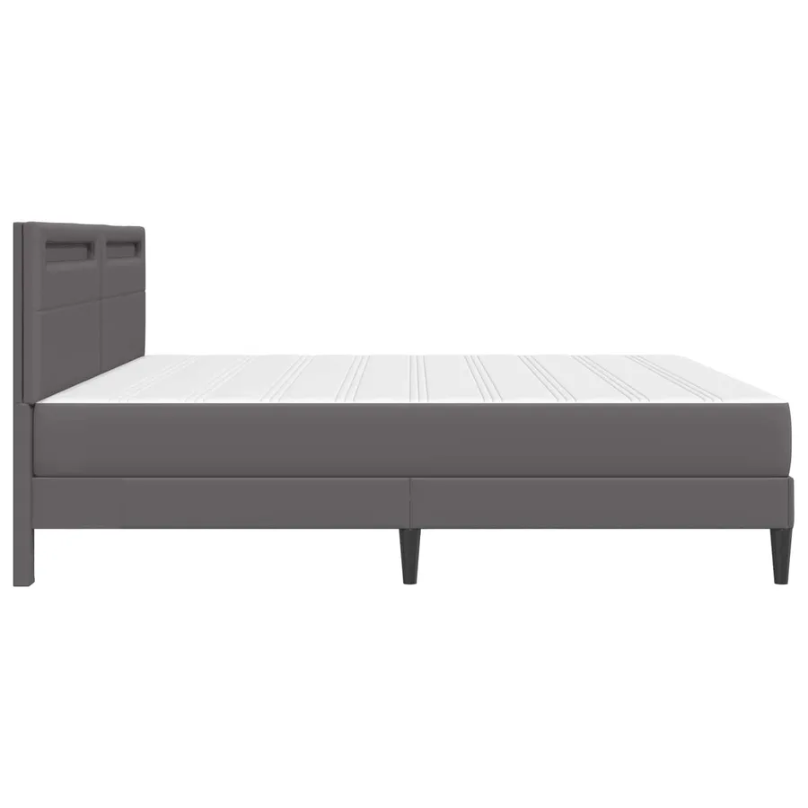 Cadre de lit avec bandes LED Gris 180 x 200 cm Simili cuir - 9