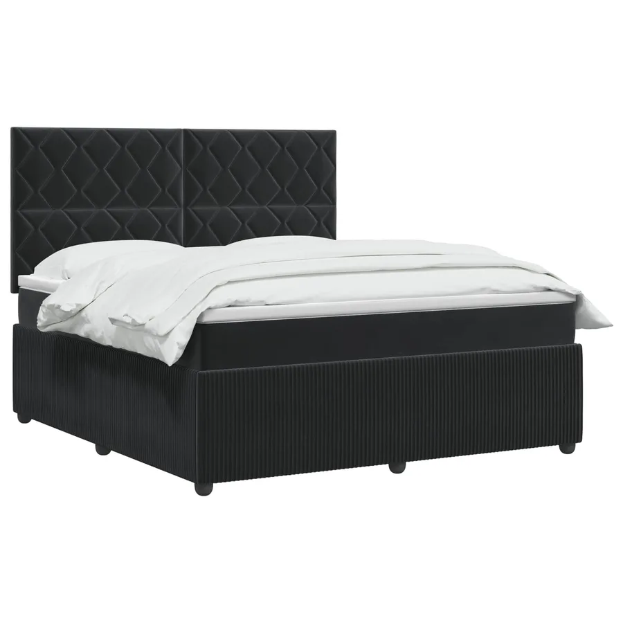 Lit boxspring LED avec matelas Noir 140 x 200 cm Velours - 2