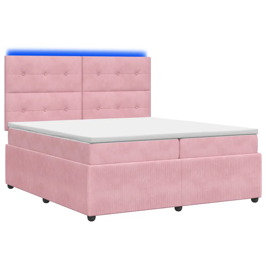 Lit boxspring LED avec matelas Rose 200 x 200 cm Velours