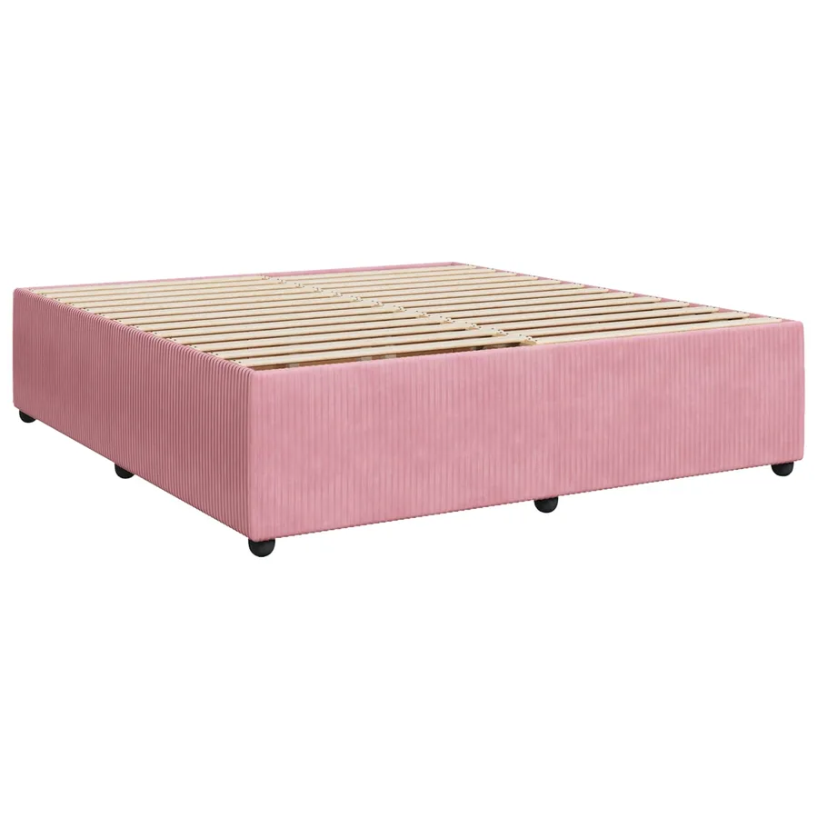Lit boxspring LED avec matelas Rose 200 x 200 cm Velours - 4