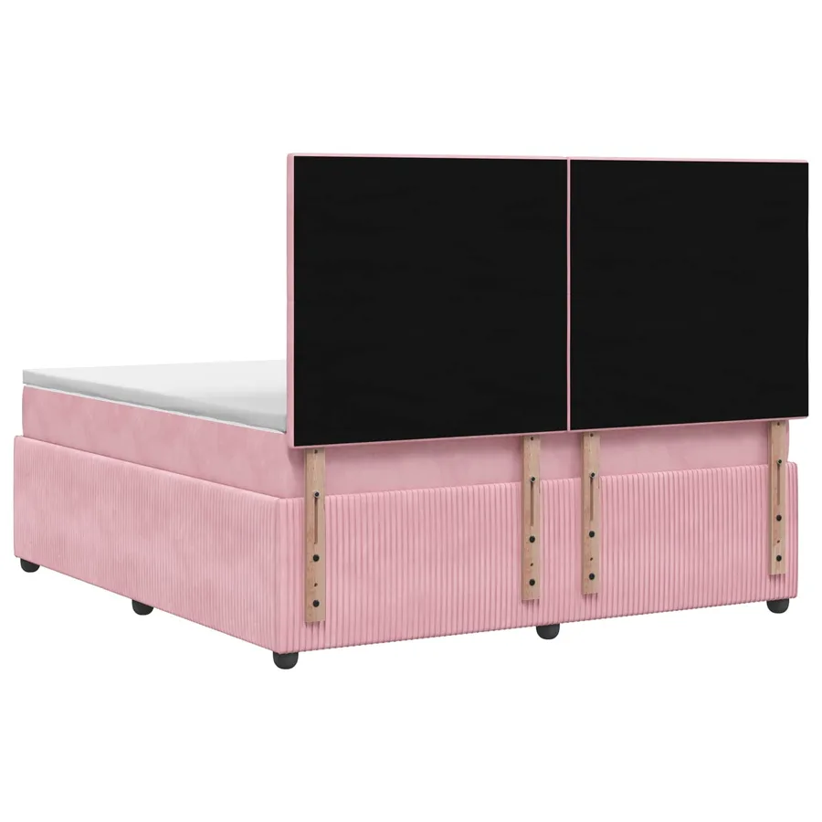 Lit boxspring LED avec matelas Rose 200 x 200 cm Velours - 7