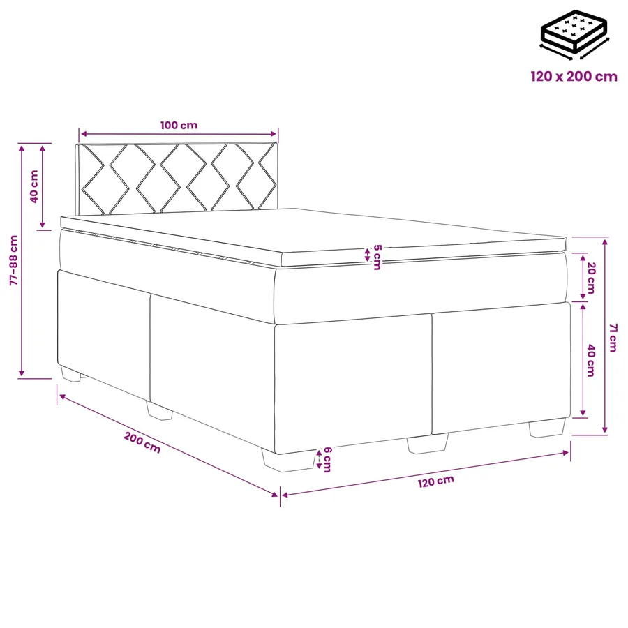 Lit boxspring avec matelas Taupe 120 x 200 cm Tissu - 10