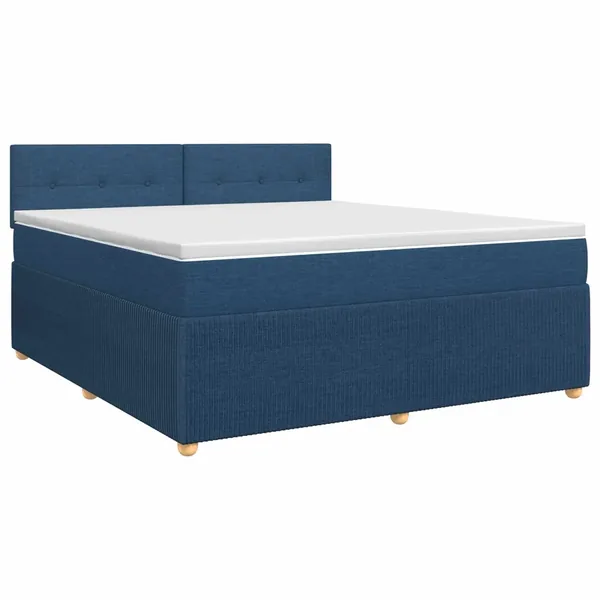 Lit boxspring avec matelas Bleu 140 x 200 cm Tissu