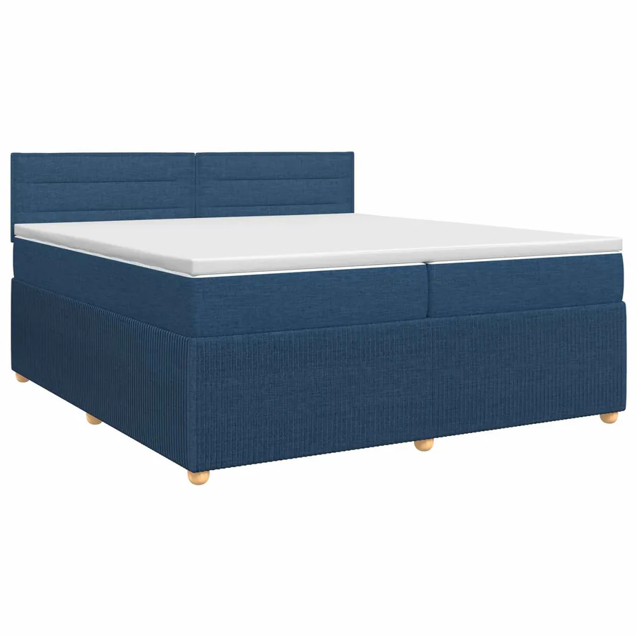 Lit boxspring avec matelas Bleu 200 x 200 cm Tissu