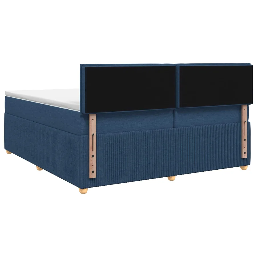 Lit boxspring avec matelas Bleu 200 x 200 cm Tissu - 7